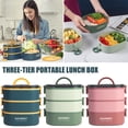 thumbnail image 1 of ODOMY Lonchera Bento de 3 Niveles para Adultos, Lonchera Bento Apilable, Caja de Comida Sellada a Prueba de Fugas, Contenedor de Comida Portátil Seguro para Estudiantes y Trabajadores para Oficina, Escuela, Camping, 1 of 9