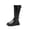 X111-Black, variant on Girls Leather Lace Up Knee High Boots with Side Zipper Fashion Comfortable Round Toe Low Heel Combat Riding Boots Winter Tall Boots Little Kid/Big Kid