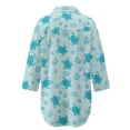 thumbnail image 5 of Xoenoiee Turtle Starfish Seashell Coral Print Women's Bathing Suit Cover Up V-Neck Button Down Swimsuit Coverups Loose Swimwear Side Split Beach Dress Shirt Beachwear, 3XL, 5 of 7