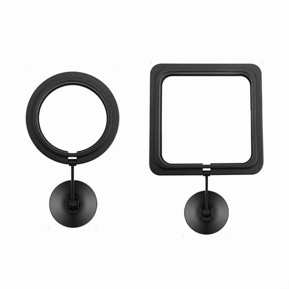 Fish Feeding Ring Floating Food Feeder Circle with Suction Cup Easy to Install Aquarium Black