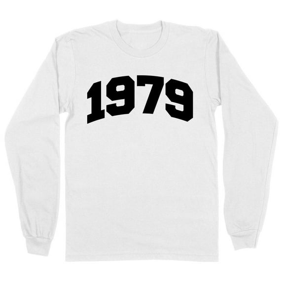 1979 College Style Long Sleeve Shirt Unisex Large White