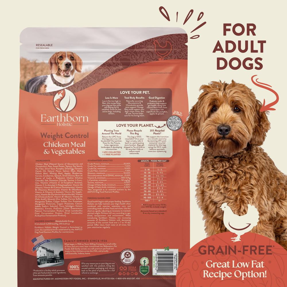 Earthborn Holistic Weight Control Chicken Meal and Vegetables Grain Free Dry Dog Food 12.5 lb