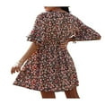 thumbnail image 3 of Femmes Été Boho Flare Flower Manches Mi-Encolure Volants Mini A-line Robe, 3 of 6