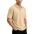 thumbnail image 6 of Breeze Polo Shirts for Men Beer Belly Texture Stretchy Quick Dry Golf Shirt Summer Casual Short Sleeve Collared Top,XL,Khaki, 6 of 6