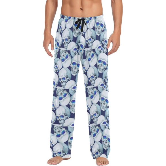 GZHJMY Blue Eyes Skull Pajama Pants, Mens Lounge Pants Super Soft Men Pajama Bottoms, Christmas New Year Birthday Father's Day Gifts, X-Large