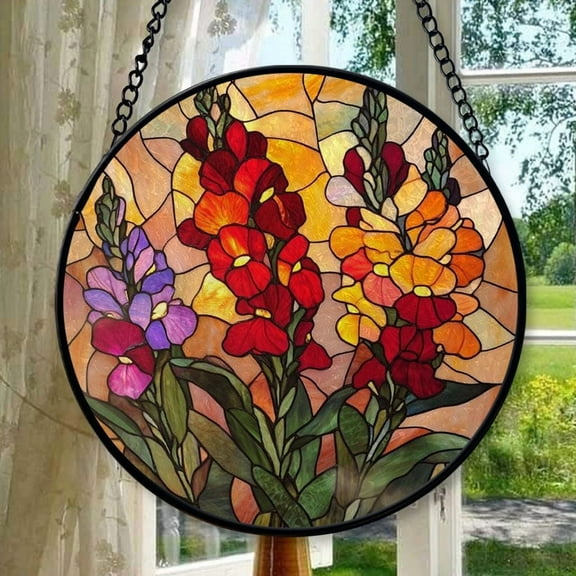 Snapdragons: Stained Glass-Style Christmas Ornament - Made With Real Glass, Stained Glass Ornament 2025, Holiday Decoration, Seasonal Keepsake Gift, Unique Collectible, Window