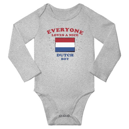 

Everyone Loves a Nice DUTCH Boy Baby Long Slevve Bodysuit Outfits (Gray 3-6 Months)