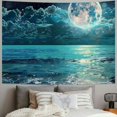 thumbnail image 2 of PRATYUS  Ocean Tapestry Wall Hanging Blue Sea Night Sky Natural Scenery Tapestry Moon Over the Ocean Hippie Art Tapestries for Living Room Bedroom Teen Dorm Party Indie Decor Painting, 2 of 6