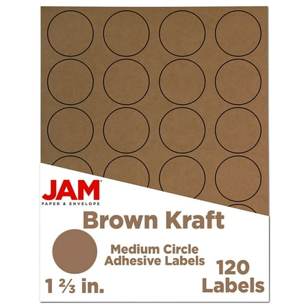 UPC: 0610074231462 | JAM Paper & Envelope Circle Label Sticker Seals  1 2/3 in  Brown Kraft  120 Round Labels/Pack