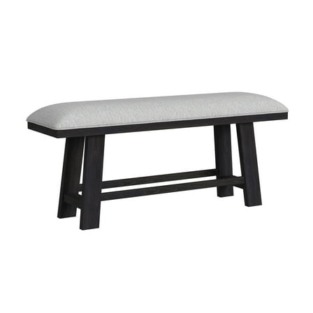 Pinnacle Counter Bench with Light Grey Fabric in Charcoal