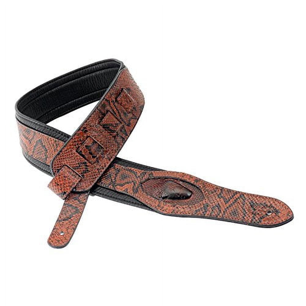 Walker & Williams SF-01 Copperhead Snakeskin Pattern Padded Guitar Strap with Snakehead