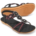 thumbnail image 5 of Ablanczoom Womens Sandals: Rhinestone Flower Comfortable Summer Flat Sandals for Women Beach Shoes, 5 of 6