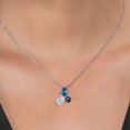 thumbnail image 3 of 925 Silver and 10K Yellow Gold Persian Blue Moissanite Lab Grown Diamond and Mystic Topaz Pendant Necklace for Women | 2.34 Cttw | Pear Shape 8X6MM | Oval 7X5MM | Round 5MM | with 18 inch Chain, 3 of 4