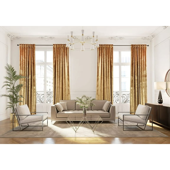 3S Brother's Marigold Extra Long Shiny Velvet Curtains Luxury Colors Light Blocking Hang Back Tab & Rod Pocket 1 Panel Curtain 5-30 Ft Home Décor Custom Made Drapes -Made in Turkey(52"W X 108"L)