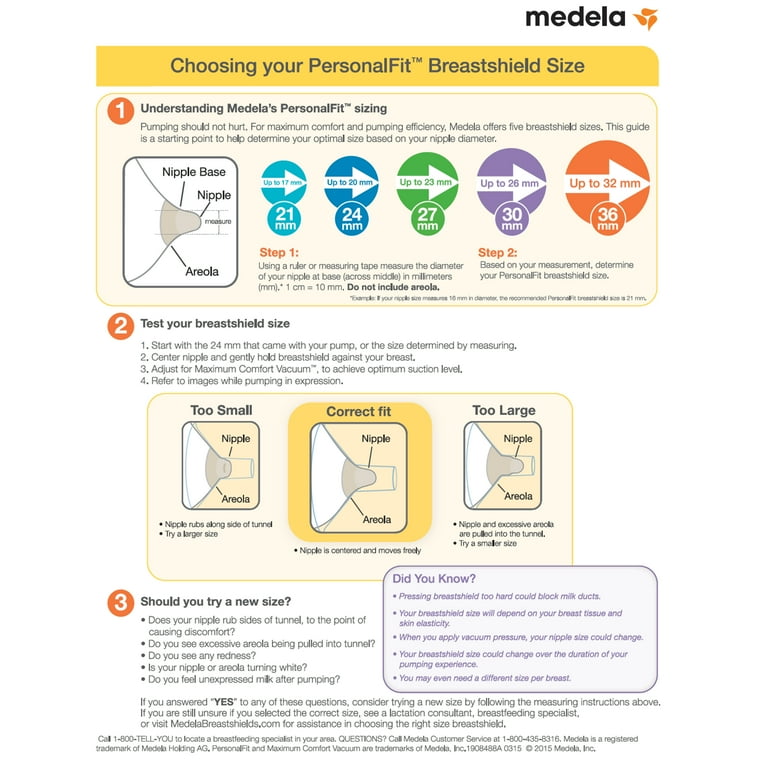 Medela PersonalFit Breast Shields, 24mm, Clear, 87073, Set of 2