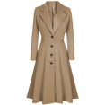 thumbnail image 2 of LISTHA Women's Single Breasted Notched Lapel Wool Blend Dress Coat Ruffle A Line Winter Trench Coat Khaki 2XL, 2 of 4
