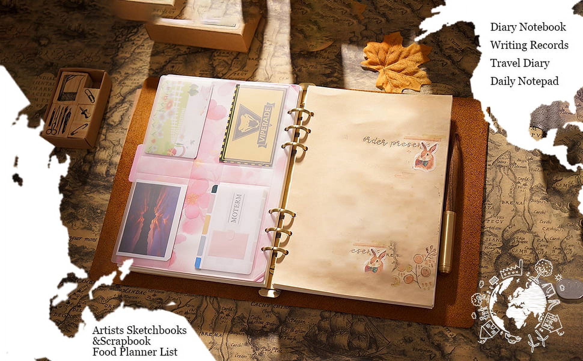 KISSKI·H Olvido Leather Notebook Journals, A5 Binder 6 Ring Refillable Travelers Notebook, Vintage Journals for Writing, A5 Planner Binder, Handmade Folio Organizer, Gift for Women/Men, Brown