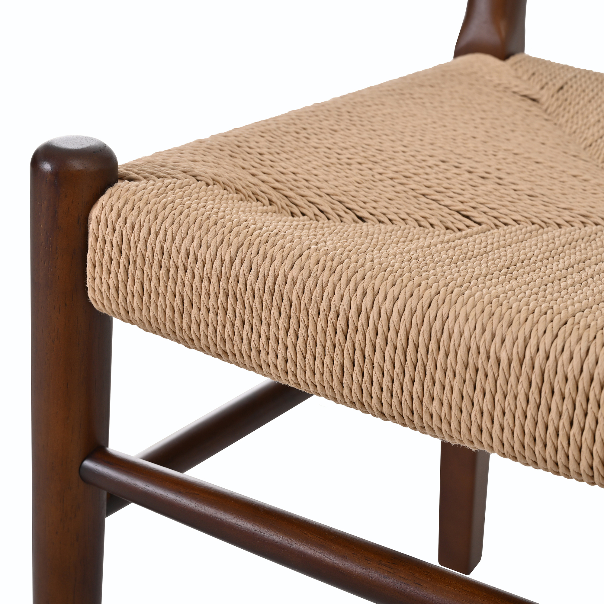 Euroco Woven Dining Chairs Set of 2, Mid Century Modern Kitchen Accent Chairs with Wood Legs, Armless Side Chair for Home Bar/Restaurant/Dining Room,Walnut
