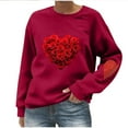 thumbnail image 2 of AUNVITO Women's Sweatshirt Round Neck Long Sleeve Loose Fit with Heart-Shaped Print Casual and Trendy Style, 2 of 5