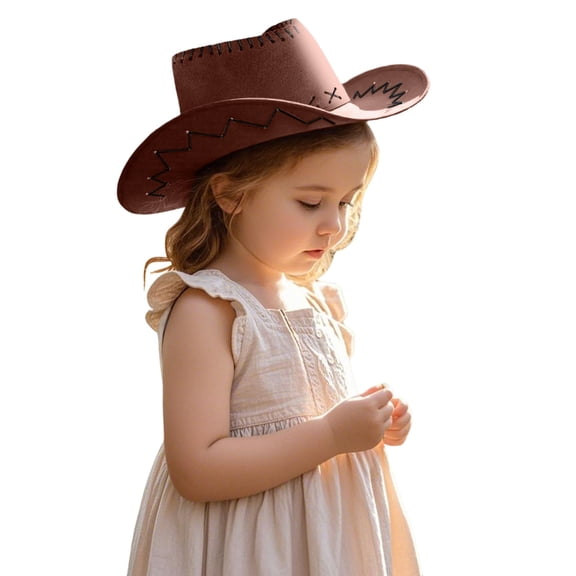 Sun Hats for Kids Patchwork Solid Colour Summer Western Cowboy Wide Brim Hat Sun Protection Cap