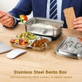 thumbnail image 3 of Stainless Steel Bento Box 2L / 67.6 oz 3-Compartment Lunch Container for Youngsters & Adults, Double Layer, Leak-Proof Food Storage with Handle, 8.7 x 6.1 x 3.5 in, 3 of 6