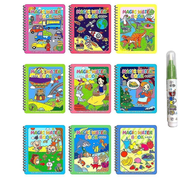 9 tarjetas didácticas de pintura para colorear con agua acuática, juguete educativo de aprendizaje (hy)