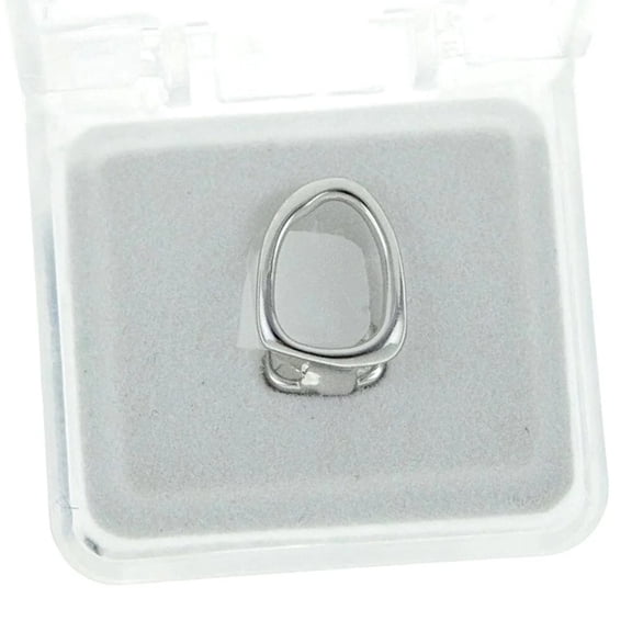 TELOLY Open Face Grillz Single Cap Silver Tone One Tooth Canine or Incisor Hollow Hip Hop Grill