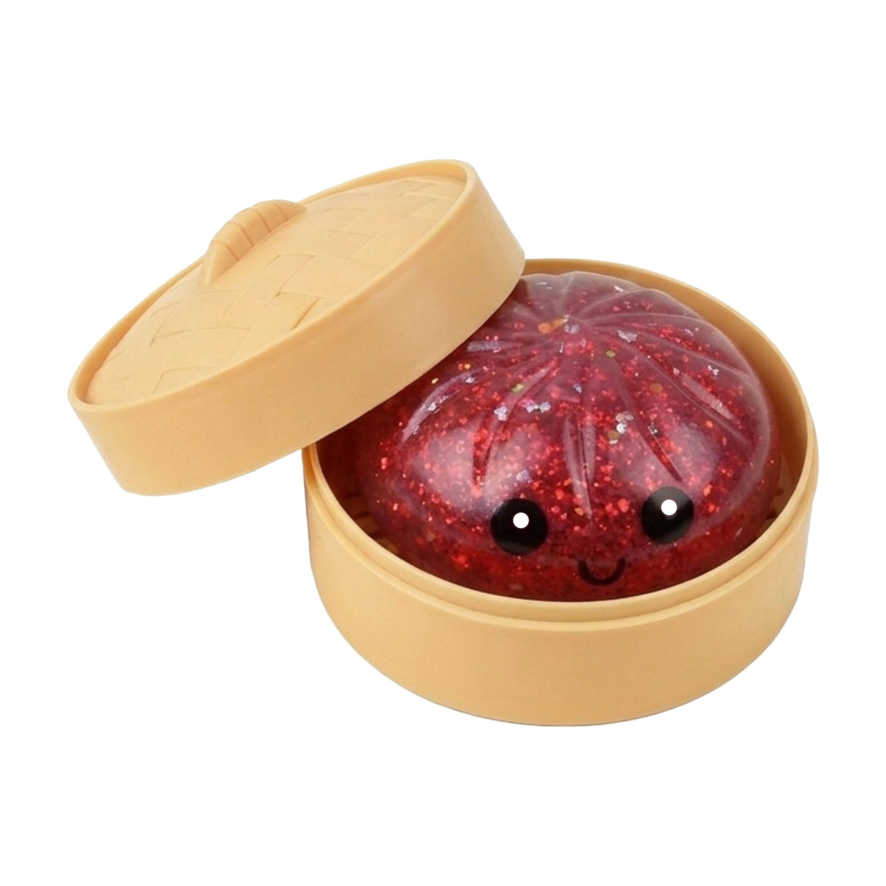 Cute Squishy Dumpling Large with Steamer, Squishy Dumpling Doll with Cute Expressions, Silicone Bun Sensory Fidget Dolls, Hand Pinching Decompression Dolls