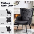 thumbnail image 4 of Furniliving Modern Accent Chair, Faux PU Comfy Wingback Chair with Arm, Button Tufted Accent Lounge Chair, Reading Chair for Living Room/Bedroom/Office, Black, 4 of 10