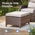 thumbnail image 4 of Opohoro 8 PCS Outdoor Patio Conversation Set, Weather Resistant Wicker Sofa Set with 4 Patio Swivel Chairs, Coffee Table and Ottomans for Deck, Backyard, Brown/Beige, 4 of 15