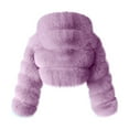 thumbnail image 3 of Qeaghou Womens Faux Fur Coat Trendy Zip Up Cropped Teddy Jackets Long Sleeve Fuzzy Fluffy Warm Short Winter Coats with Hood, 3 of 6