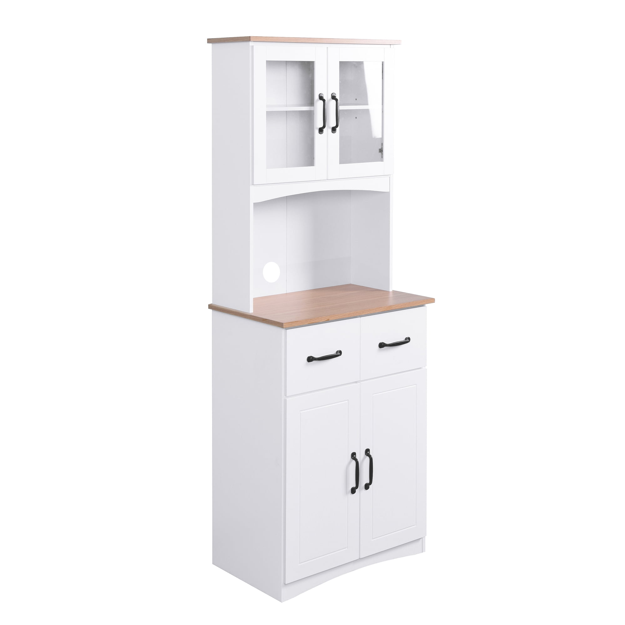 Noble House 66.9" Kitchen Pantry Cabinet with Drawers and Microwave Stand, White