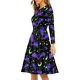 thumbnail image 2 of FKELYI Hippie Halloween Bats Women Dresses Size XL Leisure Women's Wear to Work Dresses Durable Festival Long Sleeve Swing Skater Midi Dress, 2 of 4
