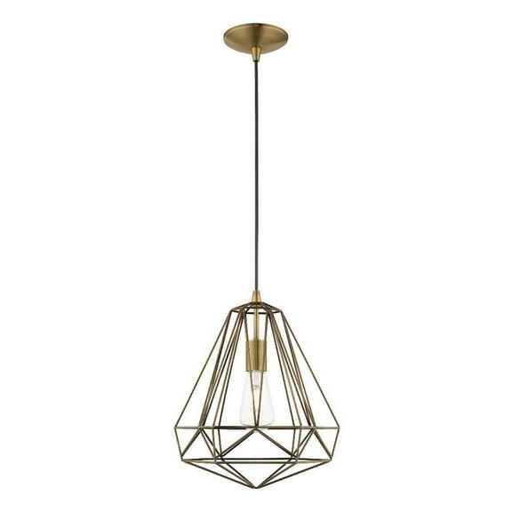 1 Light Pendant in Geometric Style-18 inches Tall and 12.25 inches Wide-Antique Brass Finish Bailey Street Home 218-Bel-2944808