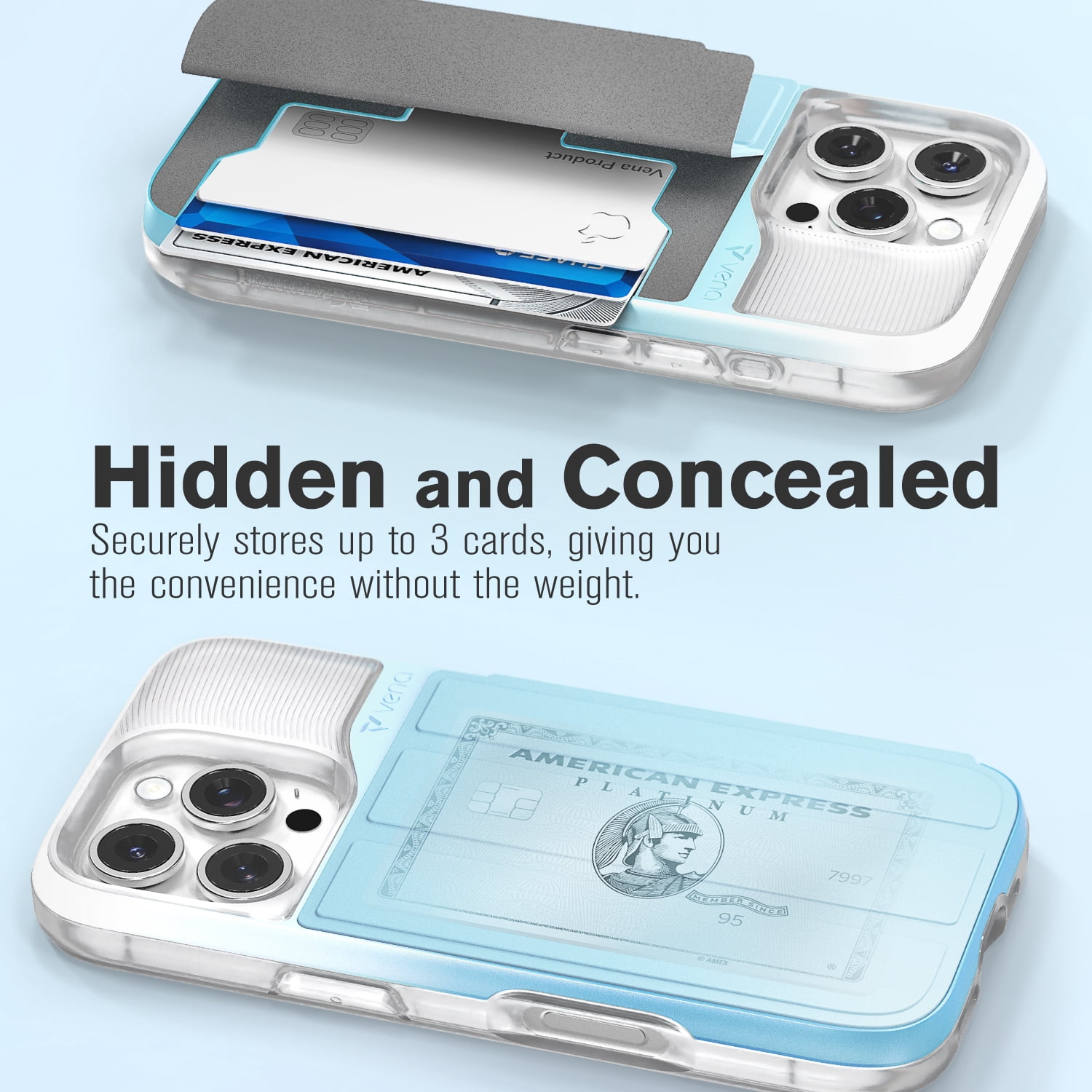 Vena vCommute for Apple iPhone 16 Pro Max Wallet Case, iPhone 16 Pro Max Case with Leather Stand Card Holder [Military Grade Drop Protection] - Pastel Blue