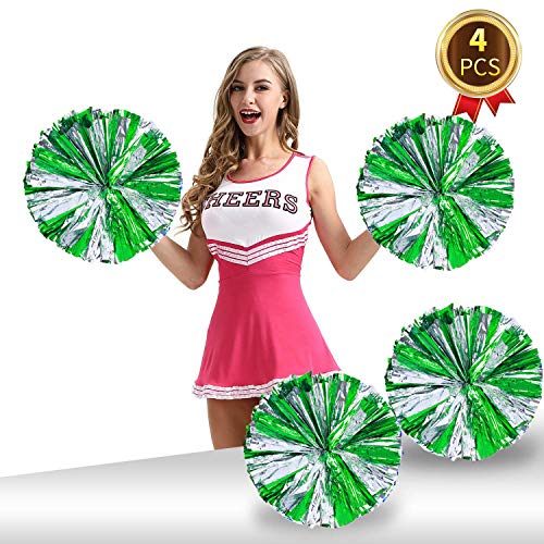 : Kylin Express Set of 2 Plastic Ring Pom Metallic Cheerleading  Poms 100g Green+Blue : Sports & Outdoors