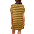 thumbnail image 4 of Stripe Printing Women Short Sleeve V Neck Casual Mini Shirt Dresss, 4 of 5