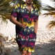 thumbnail image 2 of Conjunto casual de blusa y pantalones de playa de manga corta con estampado de botones para hombre Pompotops  oipoqjl36225, 2 of 5