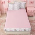 thumbnail image 4 of Erosebridal Cute Lavender Bow Zipper Full Size Comforter Sets with Fitted Sheet and 2 Pillowcases for Girls, Princess Ribbon Zipper Bedding Set, Pink Reversible, 4 Pieces, 4 of 7