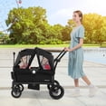 thumbnail image 4 of Babyjoy Wagon Stroller for 2 Kids Push Pull Double Stroller with Adjustable Handle Black, 4 of 9