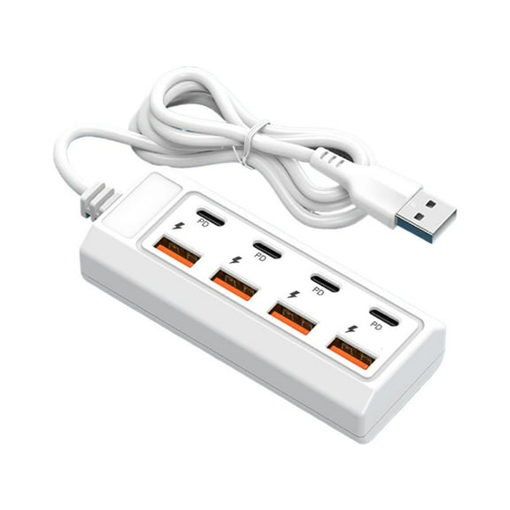 8-in-1 USB C Hub with 4 USB Ports and 4 Type-C Ports for Laptop Phone and Tablet Data Transfer and Charging