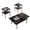 Black, variant on Modern Glass Coffee Table Set of 3, Rectangular Tempered Glass Top with Wood Shelf, Gold Metal Legs, 3-Piece Center and End Tables for Living Room, Easy to Clean, Mid-Century Style