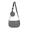 thumbnail image 3 of Bolso de hombro Vintage Likrtyny Estampado pata de gallo pequeño redondo informal de viaje para compras, 3 of 7