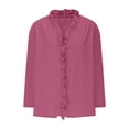 thumbnail image 6 of Bosfbaoi Womens Blouse Ruffled V Neck Button Down Oversized Rolled Long Sleeve Solid Linen-Look Casual Tops for Women, 6 of 6