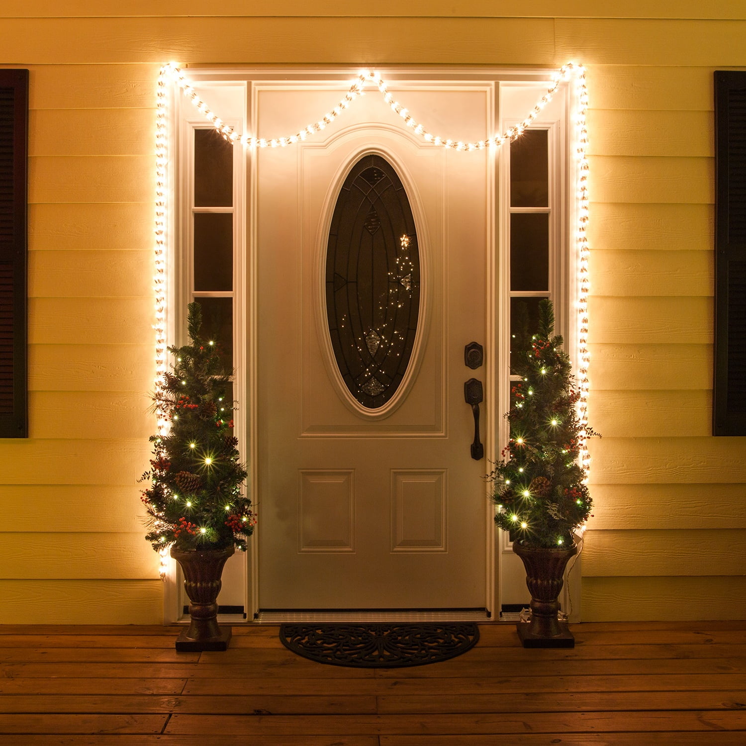 Wintergreen Lighting Clear Cluster String Lights Garland, 18ft, 600 Lights, White Wire Christmas Patio Porch Railing Banister Wedding Party Lights
