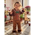 thumbnail image 6 of RUINIXCW Toddler Baby Girl Boy Christmas Silk Satin Pajama Set Big Girls Boys Gingerbread PJS Fall Winter Button Down Long Sleeve Shirt Pants Set, 6 of 10