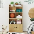 thumbnail image 2 of Costway Freestanding Bookshelf with Doors 2 Storage Cabinets and 5 Cubbies 2 Anti-tip Kits Natural, 2 of 10