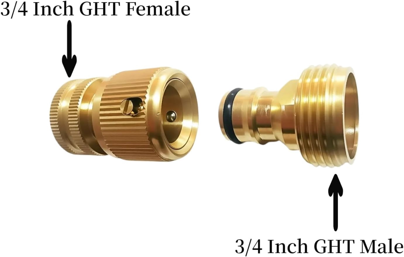 HRTGFD-Brass 3/4 Inch GHT Garden Hose Quick Connect Fittings, Quick Connect Hose Fittings, Hose Quick Connect (2 Sets, 2 Female+2 Male)