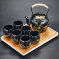 thumbnail image 1 of Black Glaze Large Capacity Tea Set Simple Ceramic Handle Pot Tea Cup Set Home Office Gift Giving, 1 of 6