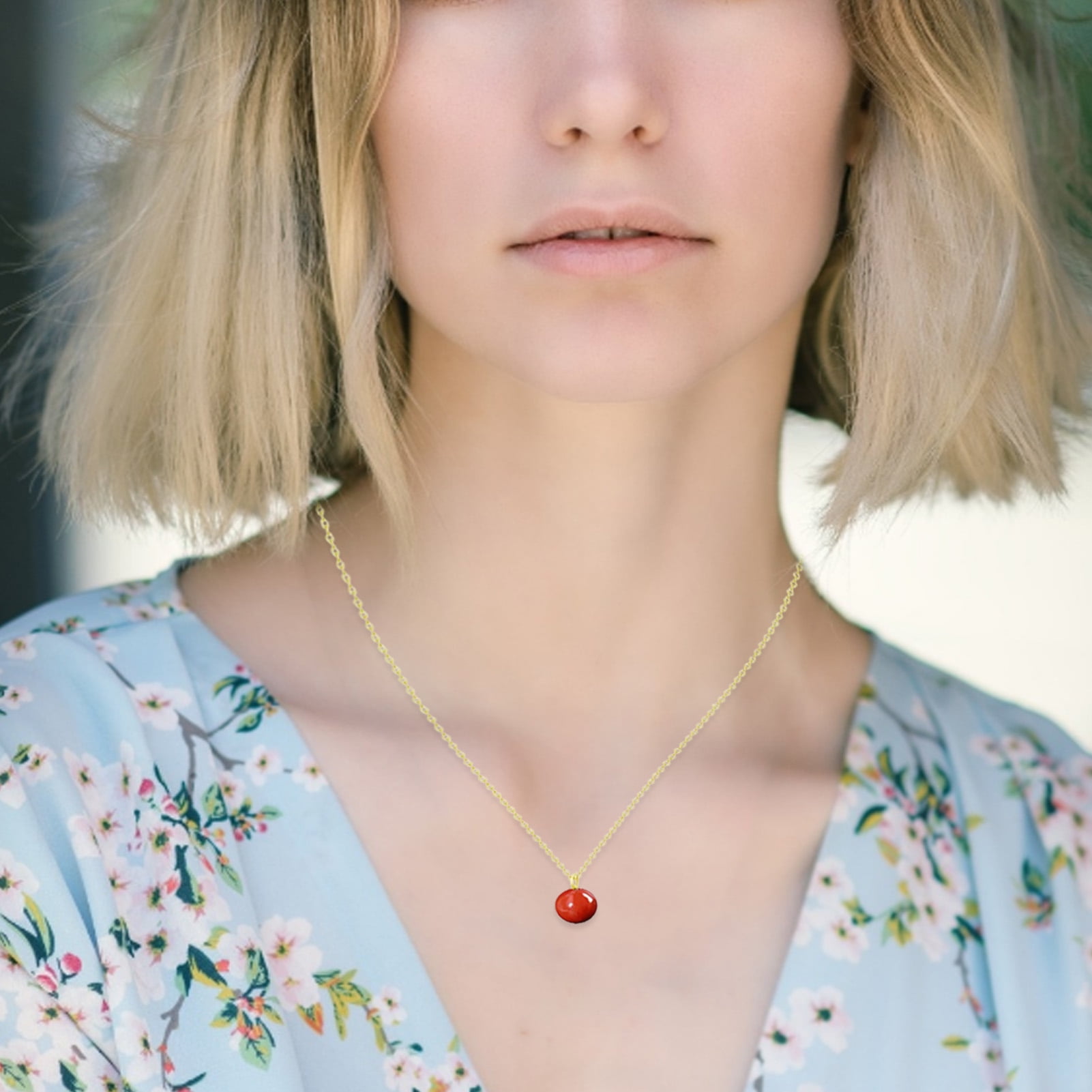 14K Gold-Plated Carnelian Necklace for 
